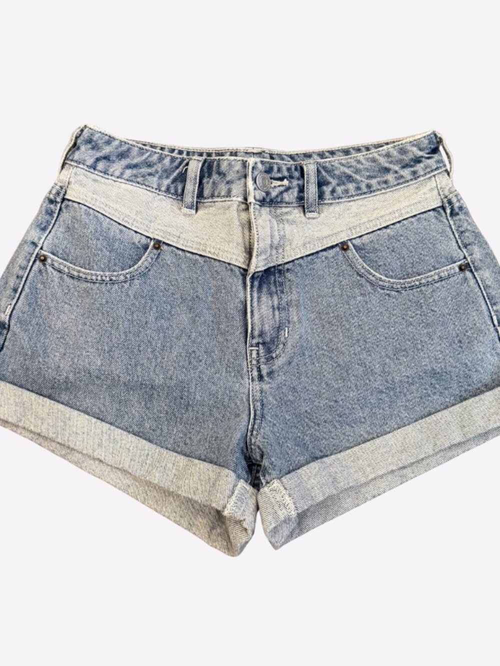PacSun Denim Shorts Mom Short 100% Cotton Lightwash Colorblock Size 26
